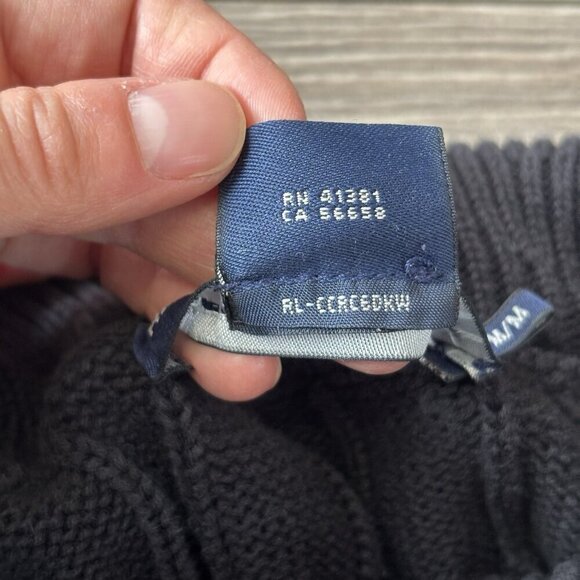 VTG Ralph Lauren Sport Turtleneck Sweater Mens M Cable Knit Pullover 90s Y2K - Picture 14 of 16